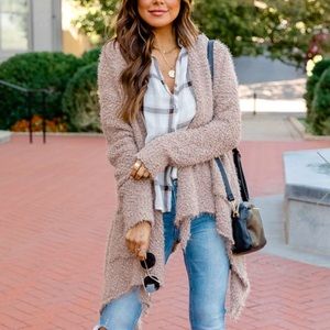 PINK LILY Popcorn Taupe Cardigan